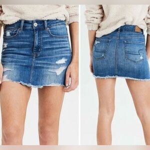 American Eagle Outfitters Distressed Super Stretch Denim Mini Skirt Size 2